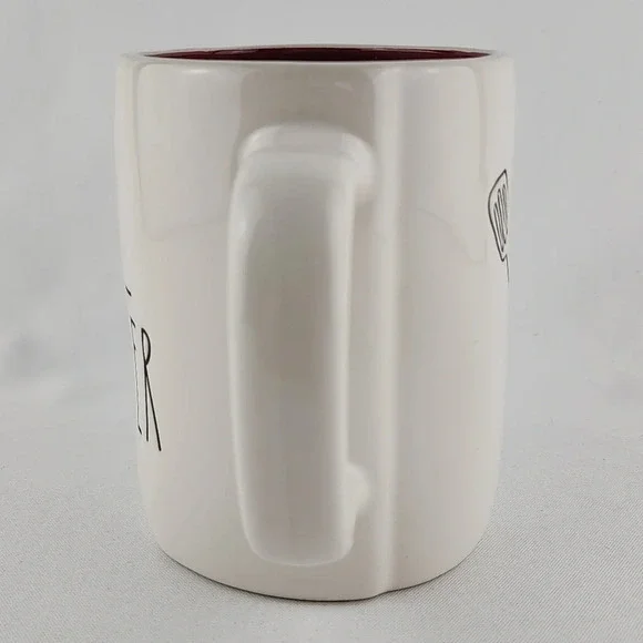 Rae Dunn White Ceramic Double Sided Mug Large Letters GRILL MASTER Red Interior - Picture 5 of 10